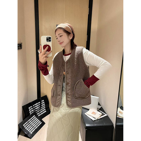 
101820~Maillard milk fufu vest winter new style soft and waxy warm versatile women’s vest