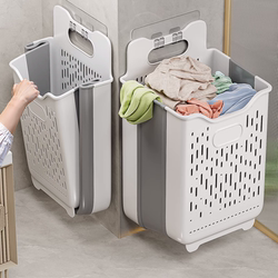 Dirty Clothes Basket, Household Dirty Clothes Hamper, Bathroom Wall-Mounted Storage Basket, Foldable Bathroom Storage Basket for Dirty Clothes