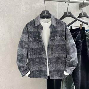 
New tie-dye men's shirt jacket fashionable versatile casual lapel top young handsome trendy men's clothing