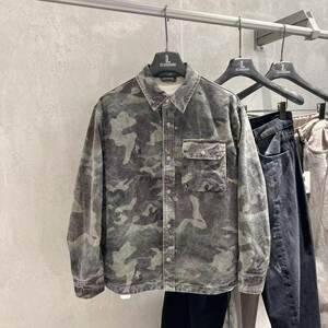 
The same physical model 2025 autumn large size trendy brand men's lapel camouflage shirt jacket loose cotton casual jacket