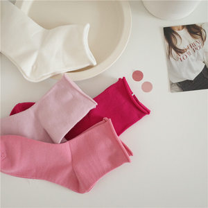 
[Cotton socks ~ Soft] Blow this one! ice cream can be worn all seasons, curly candy solid color socks for women