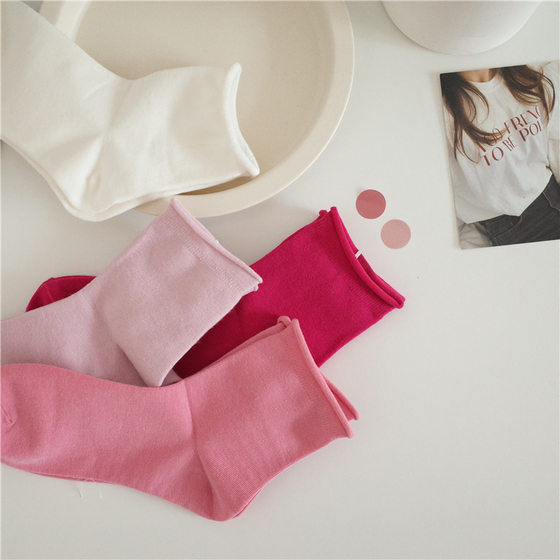 
[Cotton socks ~ Soft] Blow this one! ice cream can be worn all seasons, curly candy solid color socks for women
