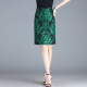 Retro printed short skirt hip skirt for women in summer 2025 new skirt high waist slim commuter slit one-step skirt