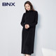 BNX Spring New Solid Color Turtle Neck Knitted Skirt Loose Dress Simple Long Sleeve Long Skirt Fashion Skirt Women's Clothing