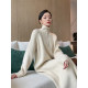 Autumn and winter half -high neckline thin dress female micro -fat size fat MM medium long loose and loose meat lazy wind knitted skirt