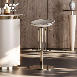 Italian-Style Minimalist Stainless Steel Bar Chair, Adjustable and Swivelable, Light Luxury High-End Bar Chair, Home Island Bar Stool