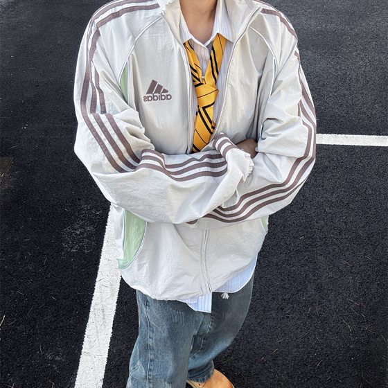 
ADIDAS Men's retro patchwork contrasting loose sports coat jacket KE5846