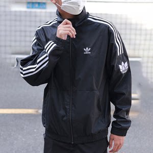 Adidas Clover Men and Women Standing Collar Retro Three-Stripe Woven Loose Sports Jacket Jacket JM2716