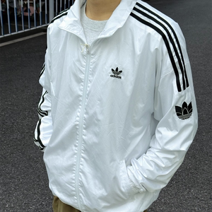 
Adidas clover men's and women's stand collar retro three-stripe woven loose sports coat jacket JI7535