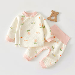 Baby Clothes Autumn Quilted Two-Piece Set for Infants, Autumn Outfit for Baby Girls, Warm Outdoor Two-Piece Set for Autumn and Winter