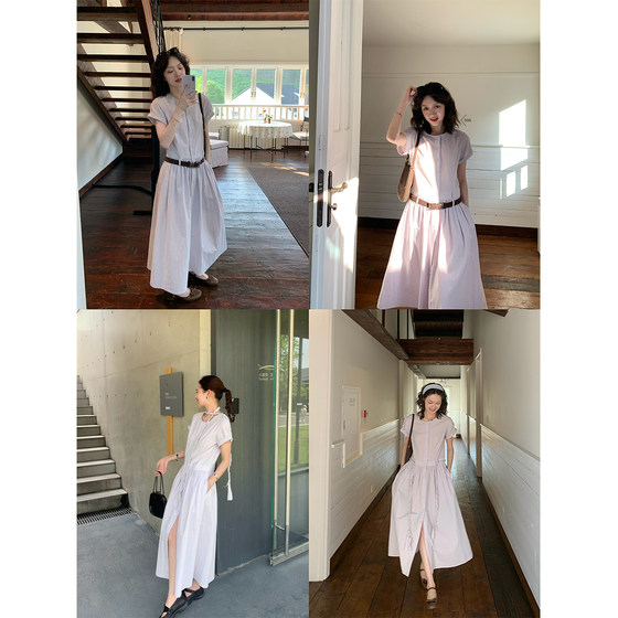 
Get a relaxed and comfortable shirt dress with high and low waist, adjustable colorful buttoned twist Japanese style relaxed dress