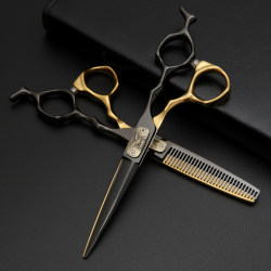 Lingyin German Craftsmanship Hairstylist Professional Hair Cutting Scissors Set, Flat Seamless Thinning Scissors