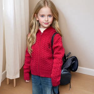 
Boys and girls hooded zipper cardigan sweater coat pony autumn winter new year spring festival new year greetings red horse year zodiac sign