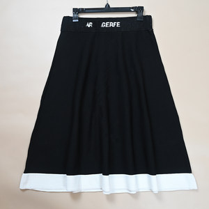 
American K'er Autumn New Women's Elastic Waist Knitted Skirt Contrast Color Hem Women's Skirt