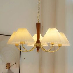 Scandinavian Retro Chain Chandelier Vintage Girly Medieval French Pleated Fabric Living Room Dining Room Bedroom Lighting Fixtures