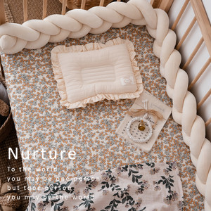 
Crib fitted sheet pure cotton type A baby splicing bed special sheet double yarn children's mattress cover for all seasons
