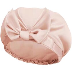 2025 New Style Ladylike Bow Shower Cap for Women, Waterproof, Double-Layer Thickened, Cute Korean Bath Cap for Home Use