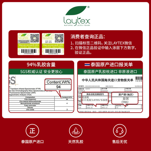 Laytex Thailand imported natural latex pillow cervical vertebra support ...