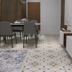 French-Style Vintage Small Floral Tiles 200×200 for Kitchen, Bathroom, Balcony, Terrace, Garden, Ceramic Floor Tiles