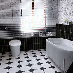 Black Matte Bathroom Tiles Retro Tiles Black and White Semicircular Pattern Tiles 300 Bathroom Washroom Wall Tiles Swallow Pattern