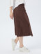 Siqin Spring and Autumn Women's Cotton Brick Red Casual Spliced ​​Slit A-line Half-length Skirt BJQQ006