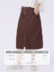 Siqin Spring and Autumn Women's Cotton Brick Red Casual Spliced ​​Slit A-line Half-length Skirt BJQQ006