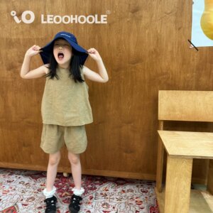 
LEOOHOOLE Limited edition hemp organic cotton small leaves vest + shorts set for boys and girls