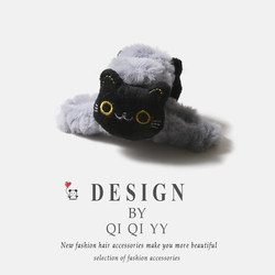 Autumn and Winter Cartoon Cat French Bulldog Cute and Soft Plush Large Hair Clip Sweet Girl Back of the Head Shark Clip for Updo