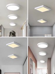 Ultra-Thin Surface-Mounted Led Ceiling Light, Round Minimalist Hallway Light, Corridor Light, Square Balcony Entrance Light, No Drilling Required