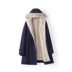 
Haining winter hooded mid-length parka women's removable inner liner Nicole heat preservation