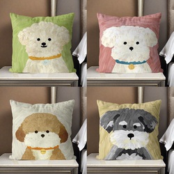 Nordic Animal Cartoon Cute and Fun Dog Pillow Sofa Living Room Model Room Velvet Lumbar Pillowcase Cushion Pillow