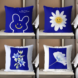 Klein Blue Living Room Sofa Throw Pillow Modern Minimalist Light Luxury Square Pillow Simple Design Cushion Lumbar Pillow Square Pillow