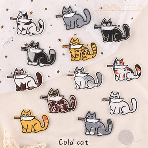 
Cartoon cat cloth patch clothing patch sticker DIY animal embroidery fashion down jacket pants decoration hole repair