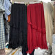 Retro polka dot chiffon ruffled skirt for women 2025 spring and summer new draped slim side slit A-line long skirt