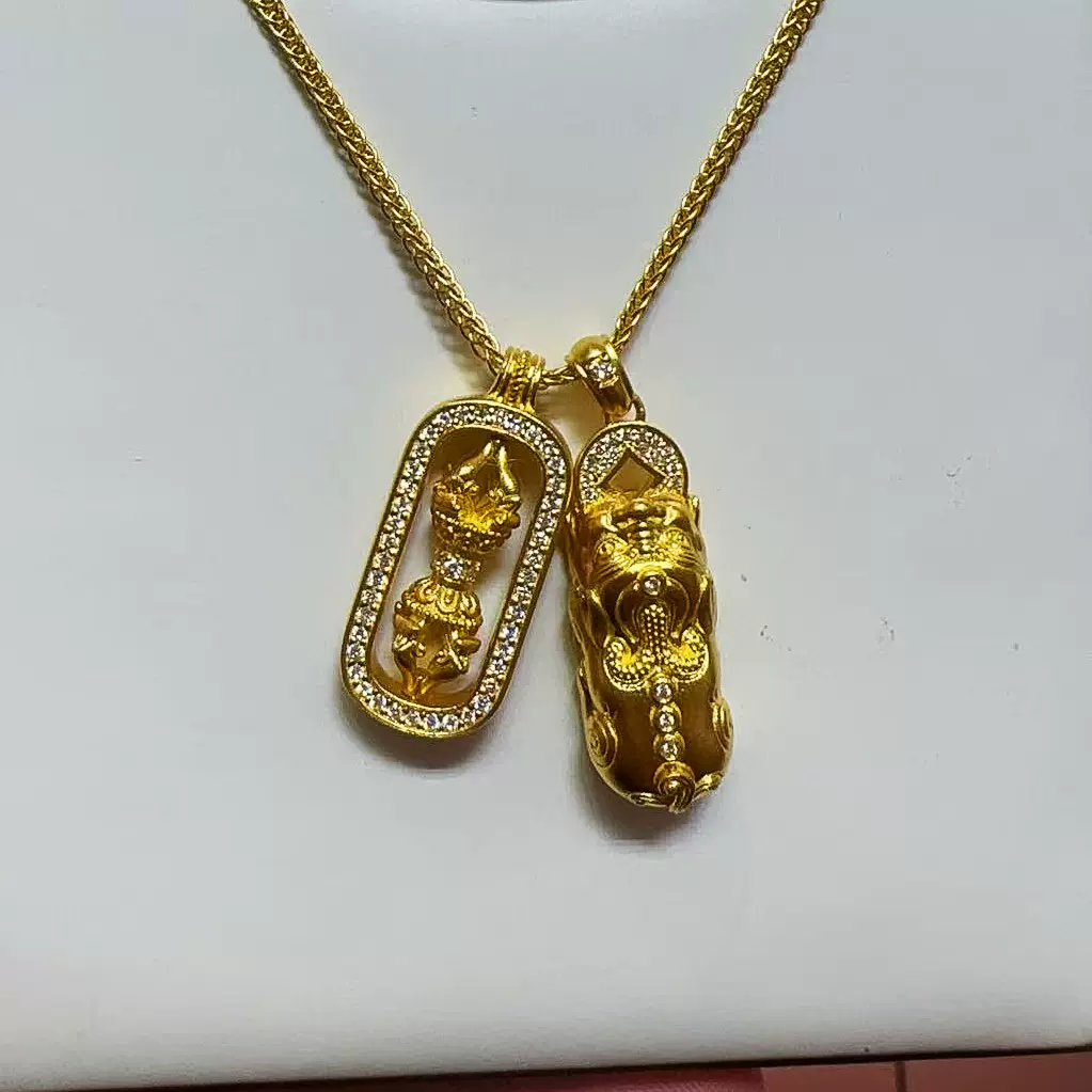 24K 24金　貔貅 金剛杵 ネックレス 足金999刻印入りA 24K 24金 貔貅 金剛杵 ネックレス 足金999刻印入りA
