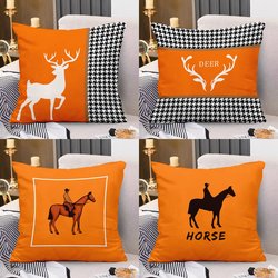 Nordic Orange Sofa Pillow, Living Room Headboard Cushion, Car Soft Cover, High-End Light Luxury Pillowcase