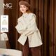 MC2m white double -sided wool temperament woolen women's short winter new fashion hooded hat gentle early winter wear
