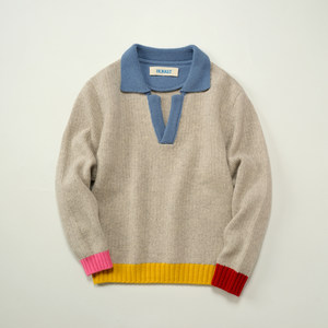 
hukket 100% soft wool color block sweater pullover