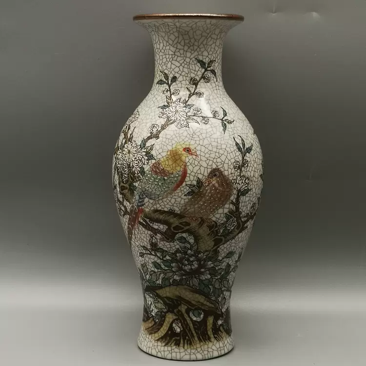 清乾隆粉彩花鳥紋觀音瓶仿古瓷器中式客廳裝飾花瓶古玩古董收藏品-Taobao