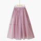 Spring solid color simple and versatile Organ yarn thin sweet pleated high waist pocket mesh mid-length slim skirt