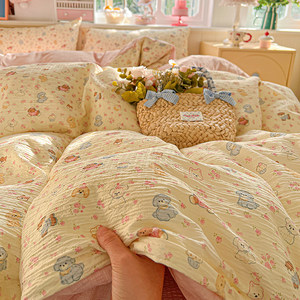 
Category A maternal and infant grade pure cotton double-layer gauze quilt cover pure cotton quilt cover single piece student dormitory bed three-piece set four-piece set 4