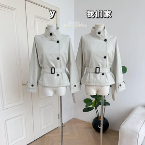 
The end of the seventh month [Seoul Holiday] Early autumn Korean short windbreaker jacket for women's British style stand-up collar waist-closing jacket