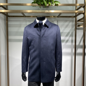 
Goose down lining detachable men's lapel sheep wool woolen coat mid-length coat business collar Zonoi