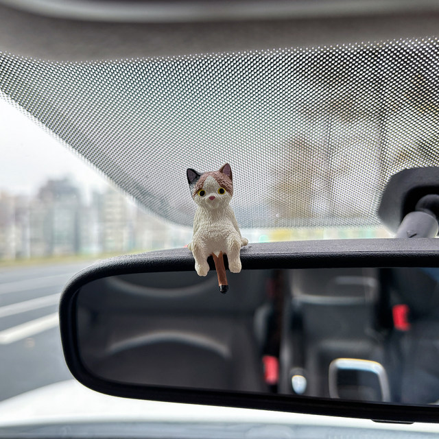 Cute cat car screen ornaments car central control display lying doll ...