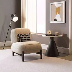 Cream-Colored Mid-Century Style Single Sofa Beauty Salon Hotel Designer Reception Negotiation Table and Chairs Living Room Balcony Leisure Chair
