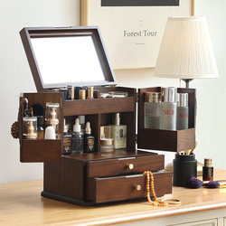 Cosmetic Storage Box, Antique-Style Jewelry Integrated Multi-Layer Drawer Storage Cabinet, Wooden Skin Care Product and Makeup Storage Box
