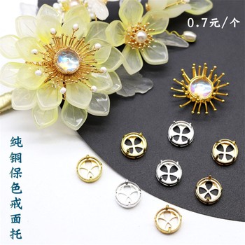 Pure copper stamens, ancient style glass ring surface