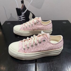 
CONVERSE Converse All Star Lift cashew flower low-top increased thick-soled casual canvas shoes A15754C