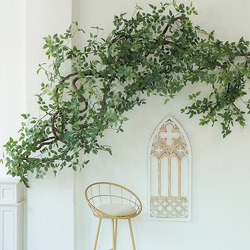 Simulated Green Plants, Artificial Plants, Landscaping, Green Leaves, Rose Leaves, High-End Light Luxury Villa Staircase Decoration, Simulated Vine Leaves