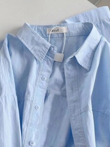 
100% Cotton Light Luxury Blue Shirt Women's Long Sleeve 2026 New Loose Super Good-looking Top Shirt Sun Protection Jacket